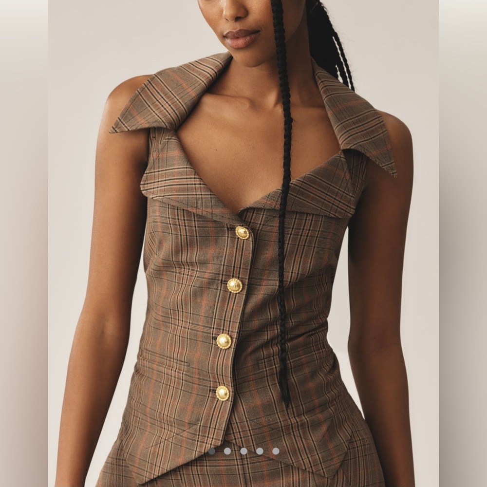 Anthropologie Maeve Plaid Collared Blazer NWT L